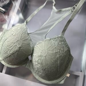 Victoria's Secret Front Close Push Up Lace Razorback Bra 32DD Mint